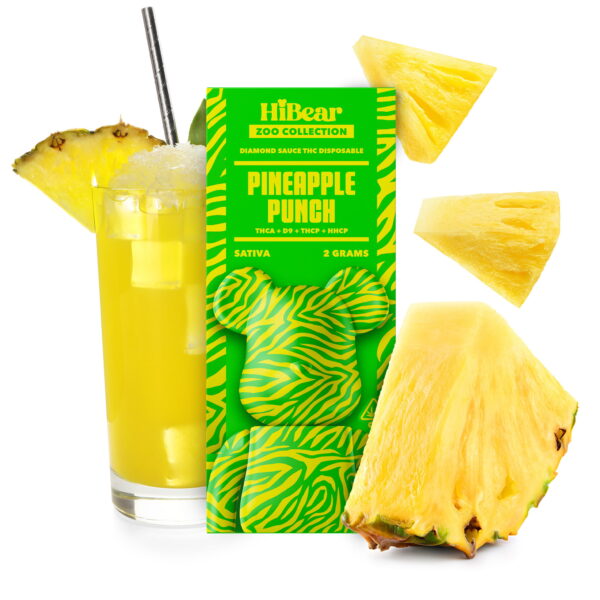 HiBear Diamond Sauce THC Pineapple Punch Sativa 2 Gr Vape Desechable - Imagen 2