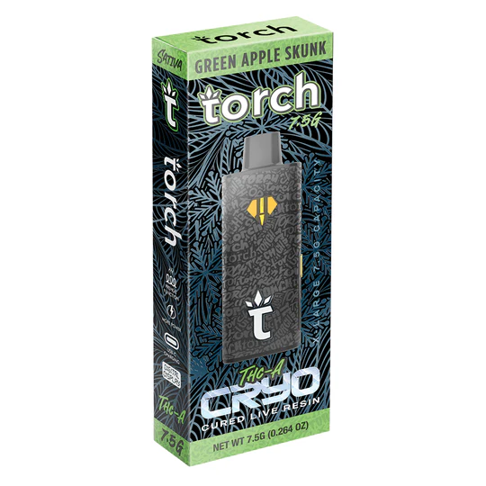 Torch Cryo Live Resin THC-A Green Apple Skunk Sativa 7,5 Gr Desechable - Imagen 2
