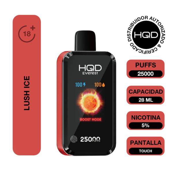 Lush Ice HQD Everest Vape Desechable Nicotina 25000 Puff - Imagen 3
