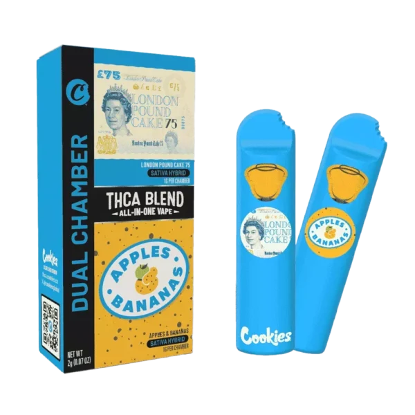 Cookies London Pound Cake 75 / Apples & Bananas Sativa 2Gr Vape Desechables Pluma de Wax 2 Sabores en 1