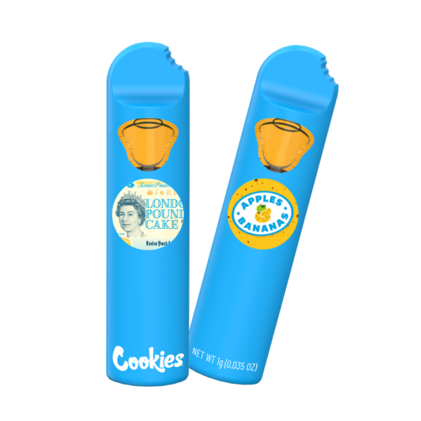 Cookies London Pound Cake 75 / Apples & Bananas Sativa 2Gr Vape Desechables Pluma de Wax 2 Sabores en 1 - Imagen 2